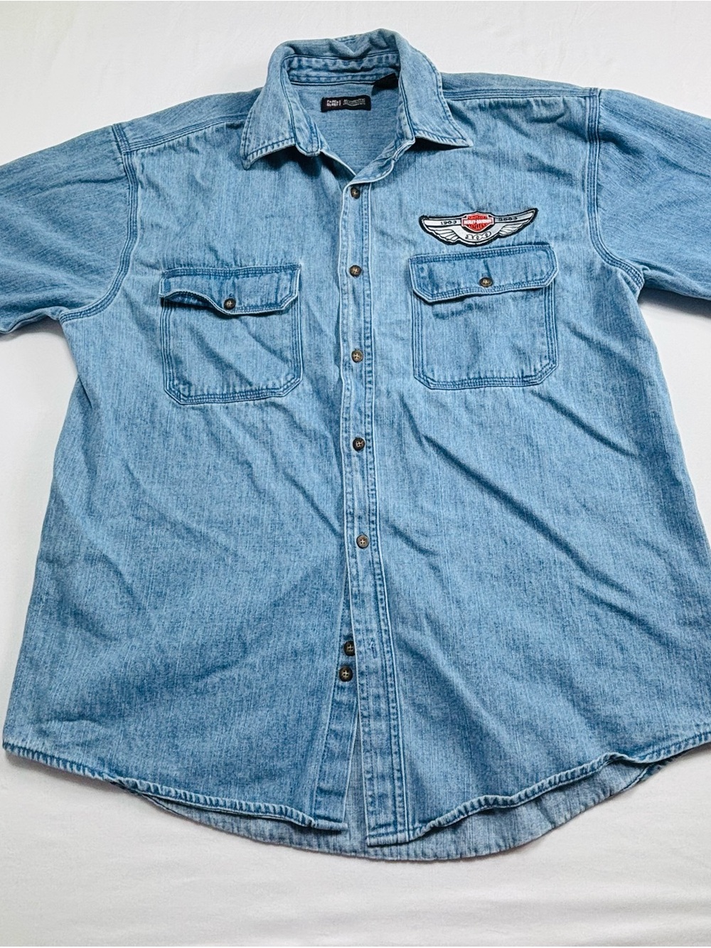 Light Blue Denim Workshirt with Patch - Unbranded